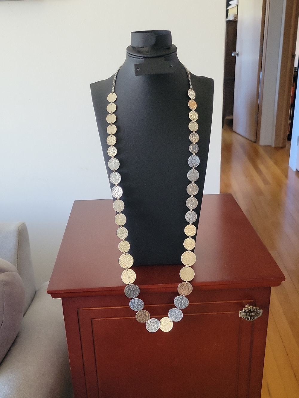 Ann Taylor Silver-tone Disc Necklace 33-36"